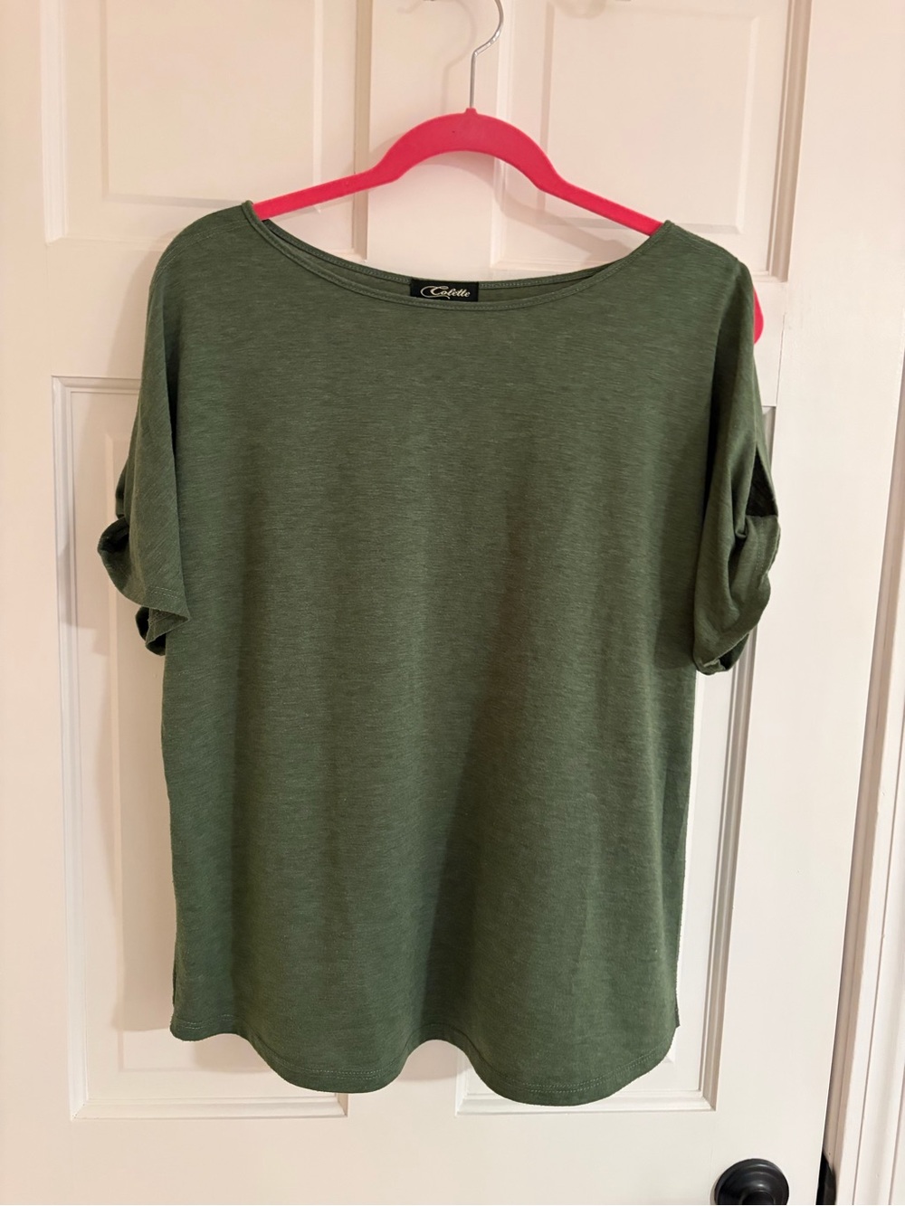 Casual Olive Green Women’s Cold Shoulder Top by Colette